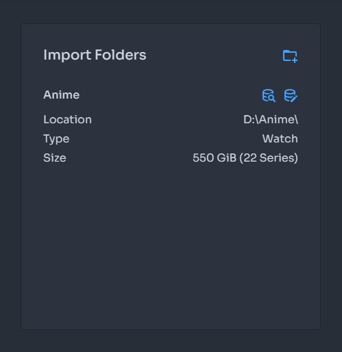 Shoko Server - Dashboard - Import Folders