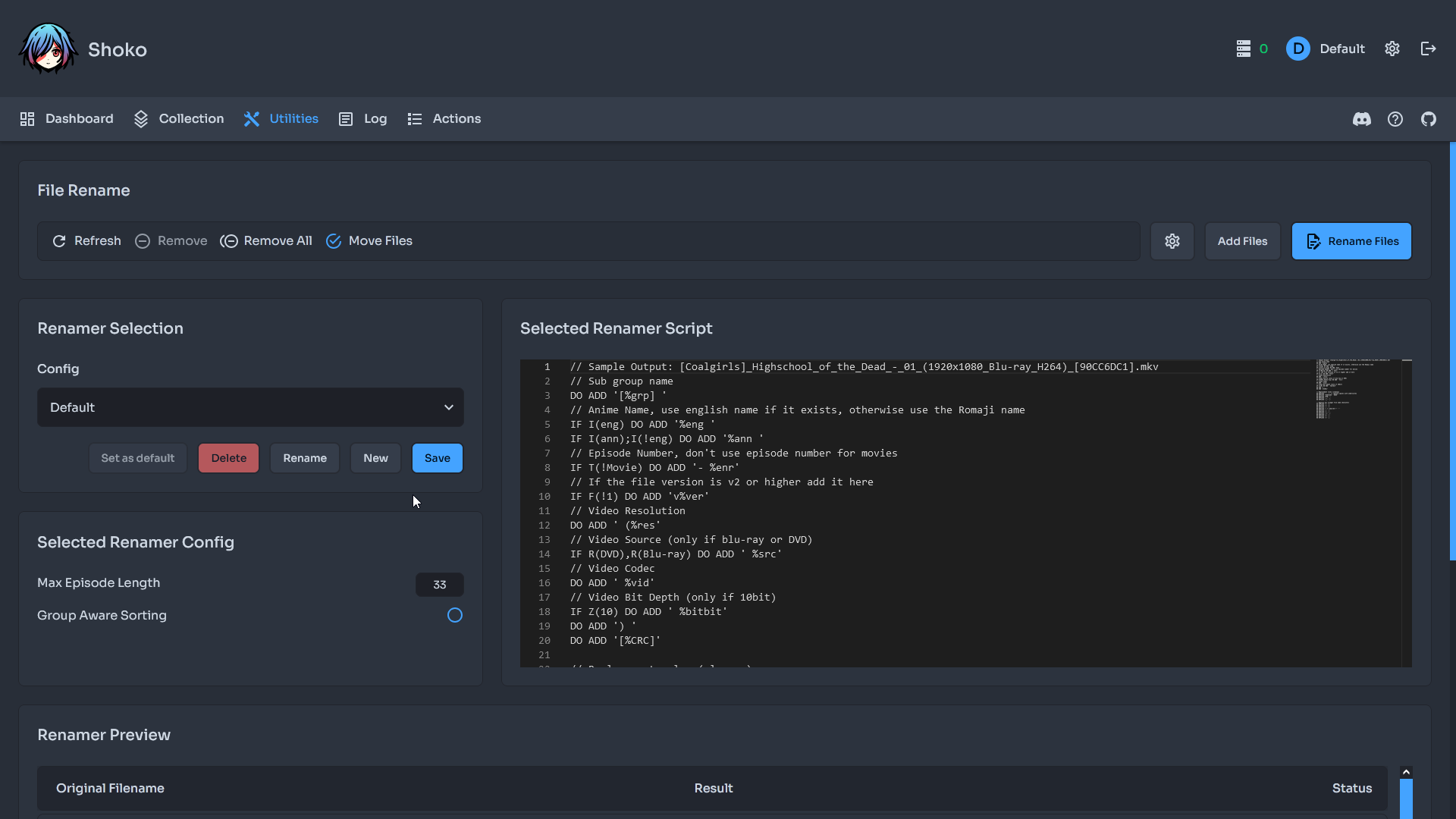 Shoko Server - Renamer Config