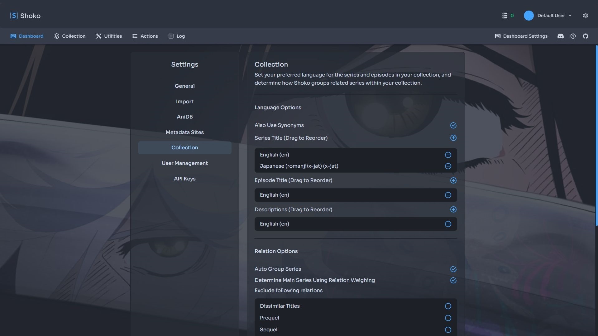 Shoko Server - Settings - Collection