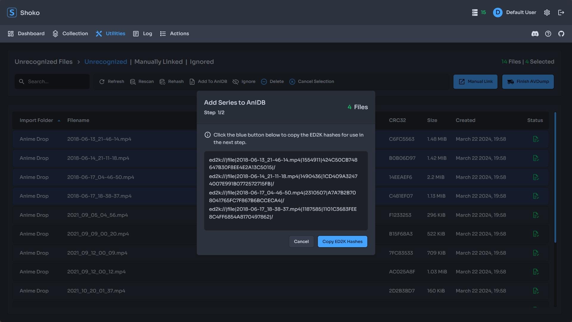 Shoko Server - Unrecognized Files - AvDump