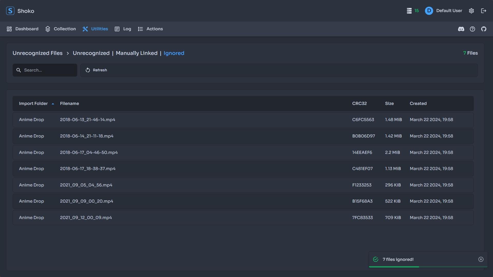 Shoko Server - Unrecognized Files - Ignored Listing