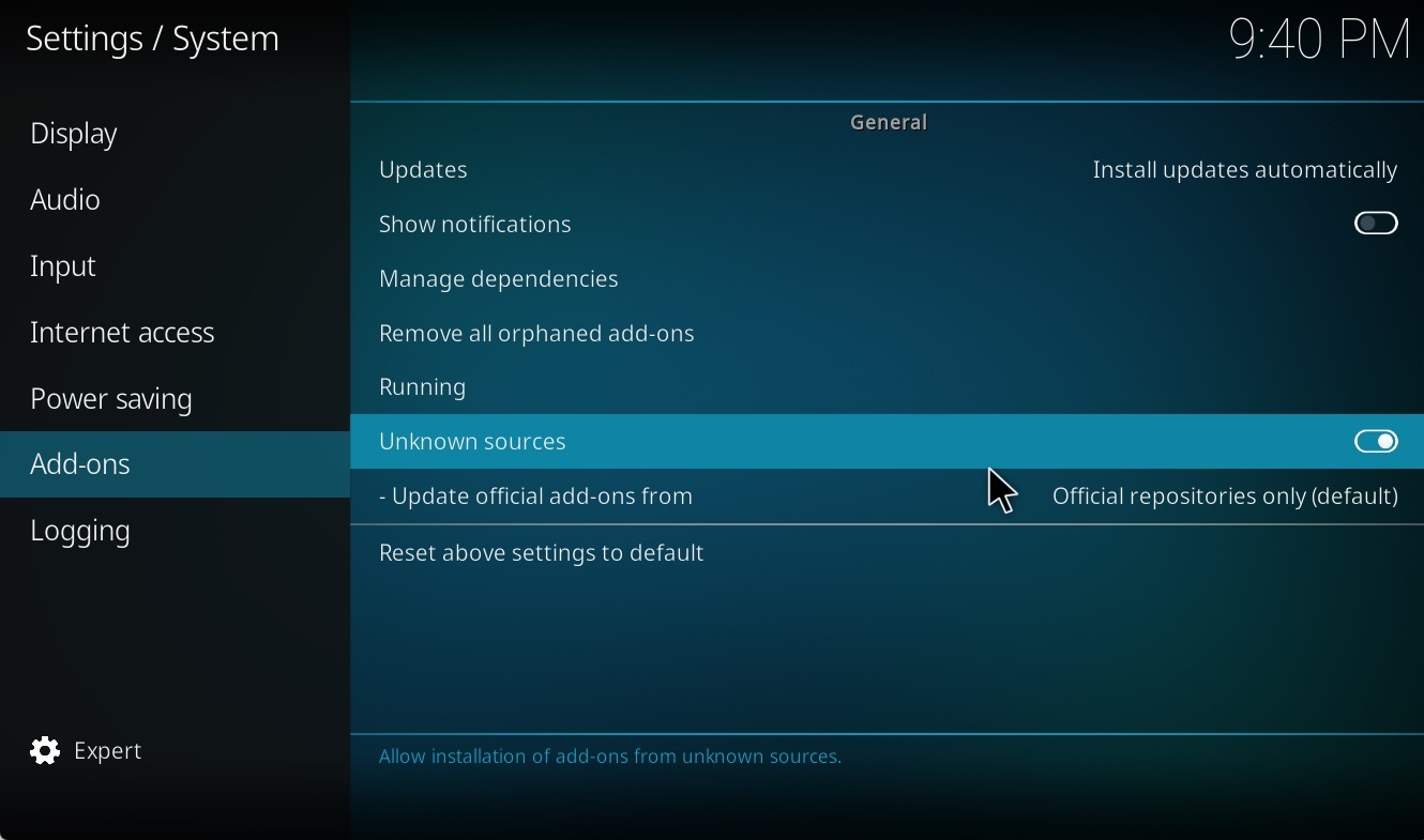 Kodi - Add-On Settings